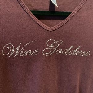 Burgundy "Wine Goddess" Bling T-Shirt XL